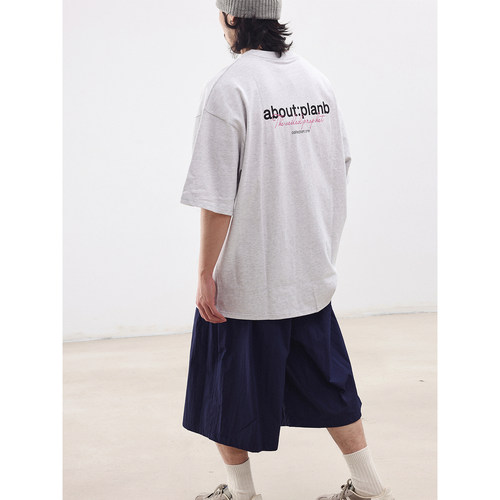 NOEARS夏季cityboy字母印花白色圆领短袖宽松落肩袖休闲套头T恤
