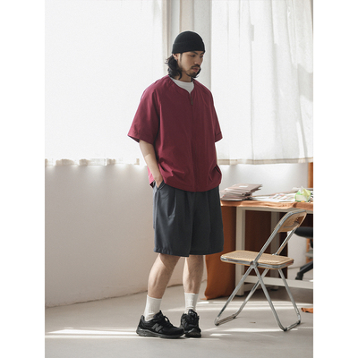 NOEARS日系复古松紧腰宽松直筒西装短裤春夏cityboy通勤五分裤