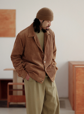 NOEARS春秋cityboy驼色绒感设计感宽松落肩外套日系复古休闲夹克