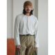 NOEARS秋季 白灰色圆领套头长袖 T恤日系cityboy宽松纯色亨利领上衣