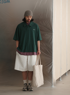 NOEARS春夏短袖墨绿色假两件拼接宽松短袖日系复古cityboy休闲T恤