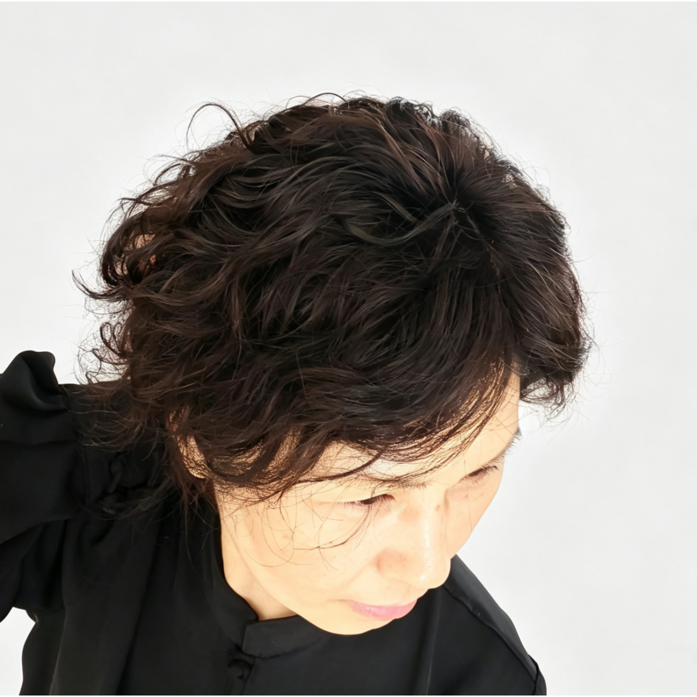 头顶补发假发真发假发片卷发中小卷透气全手织遮盖白发妈妈中年女