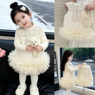 高端女童小香风周岁生日连衣裙秋冬季宝宝抓周毛呢背心公主礼服裙