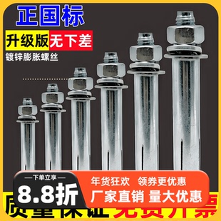 国标膨胀螺丝大全镀锌加长外膨胀螺栓拉爆铁膨胀管M6M8M10M12M18