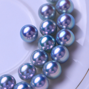 akoya单珠日本海水珍珠 珠宫＜真多麻强光裸珠＞银亮冰透银灰蓝