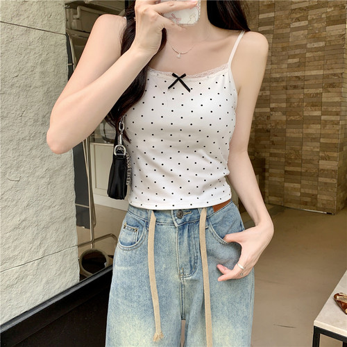 韩系波点内搭吊带背心女夏季