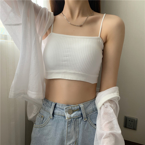 2024春秋内衣女裹胸少女美背吊带小背心带胸垫内搭抹胸薄款文胸罩