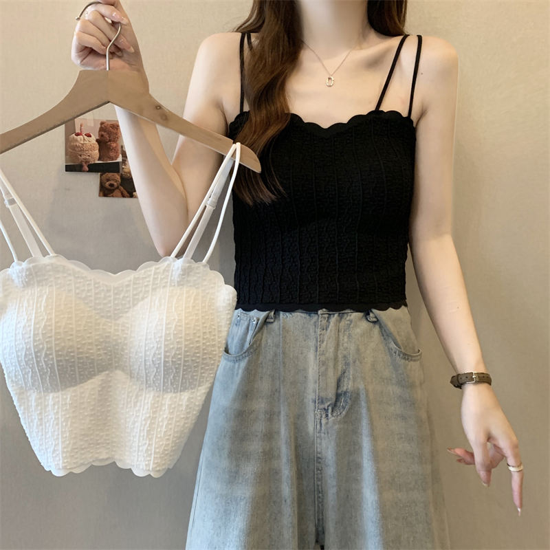 白色蕾丝吊带背心百搭上衣女