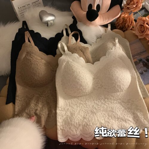 蕾丝吊带背心女带胸垫修身打底