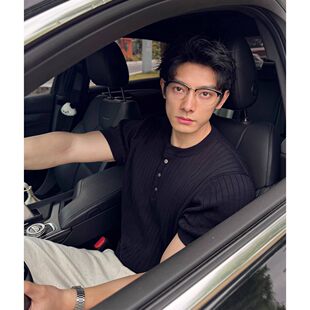美式休闲复古冰丝短袖男士夏季新款大码300斤人夫感老钱风休闲T恤