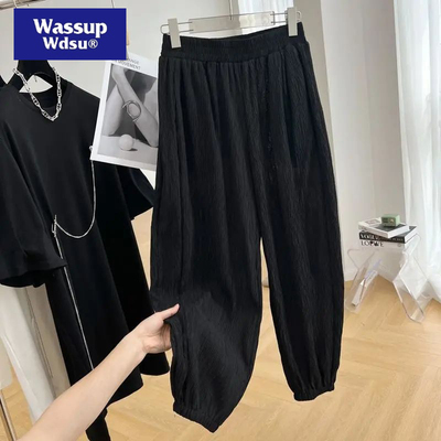 肥仔宽松特大码300斤压褶束脚裤