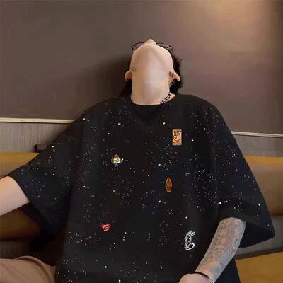 300斤加大码满天星纯棉短袖t恤男