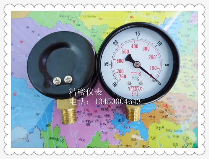 60MM径向-30inHG英寸汞柱~0/-760mmHg毫米汞柱~0真空负压表
