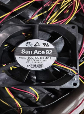 原装山洋 9厘米三线测速 报警 109P0912H401 DC12V 0.21A散热风扇