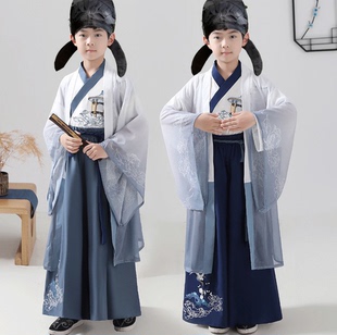 儿童古装男童汉服女童宋朝国学书童小学生诗人苏轼古诗朗诵演出服