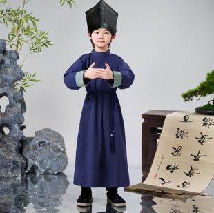 唐宋制诗人李白王维孟浩然古装儿童汉服书生国学圆领汉服诗歌朗诵