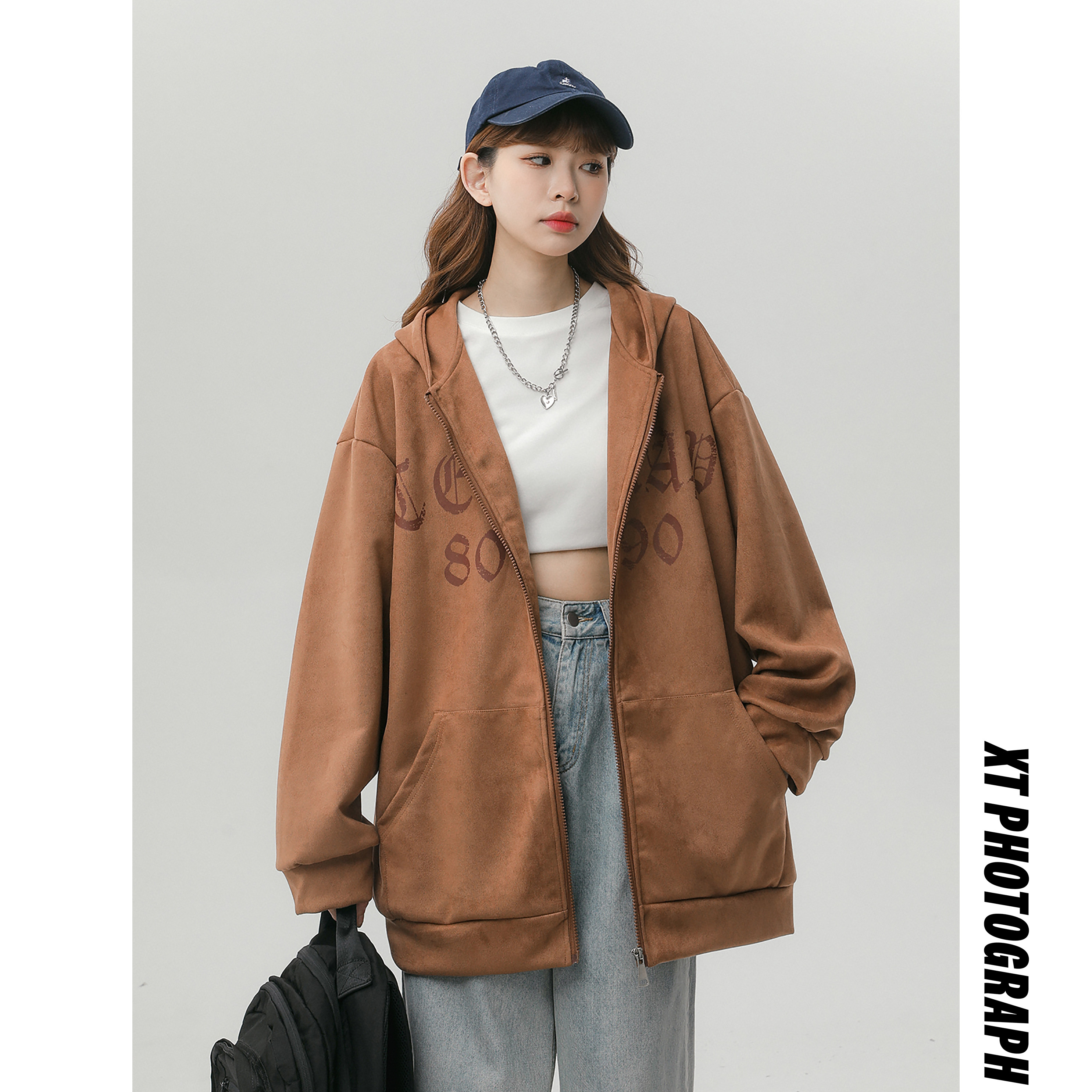 2022秋季新款麂皮绒开衫卫衣男女同款227-6-1051,男装卫衣,星座227