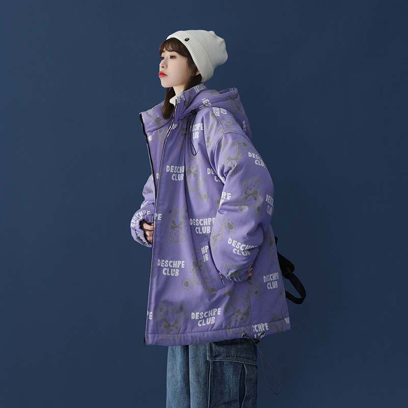 版权已注册20港风中性风连帽外套潮学生宽松面包服女M896-P138图片