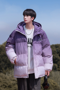 23冬季港风宽松渐变连帽棉衣扎染加厚学生情侣面包服男1119-P128图片