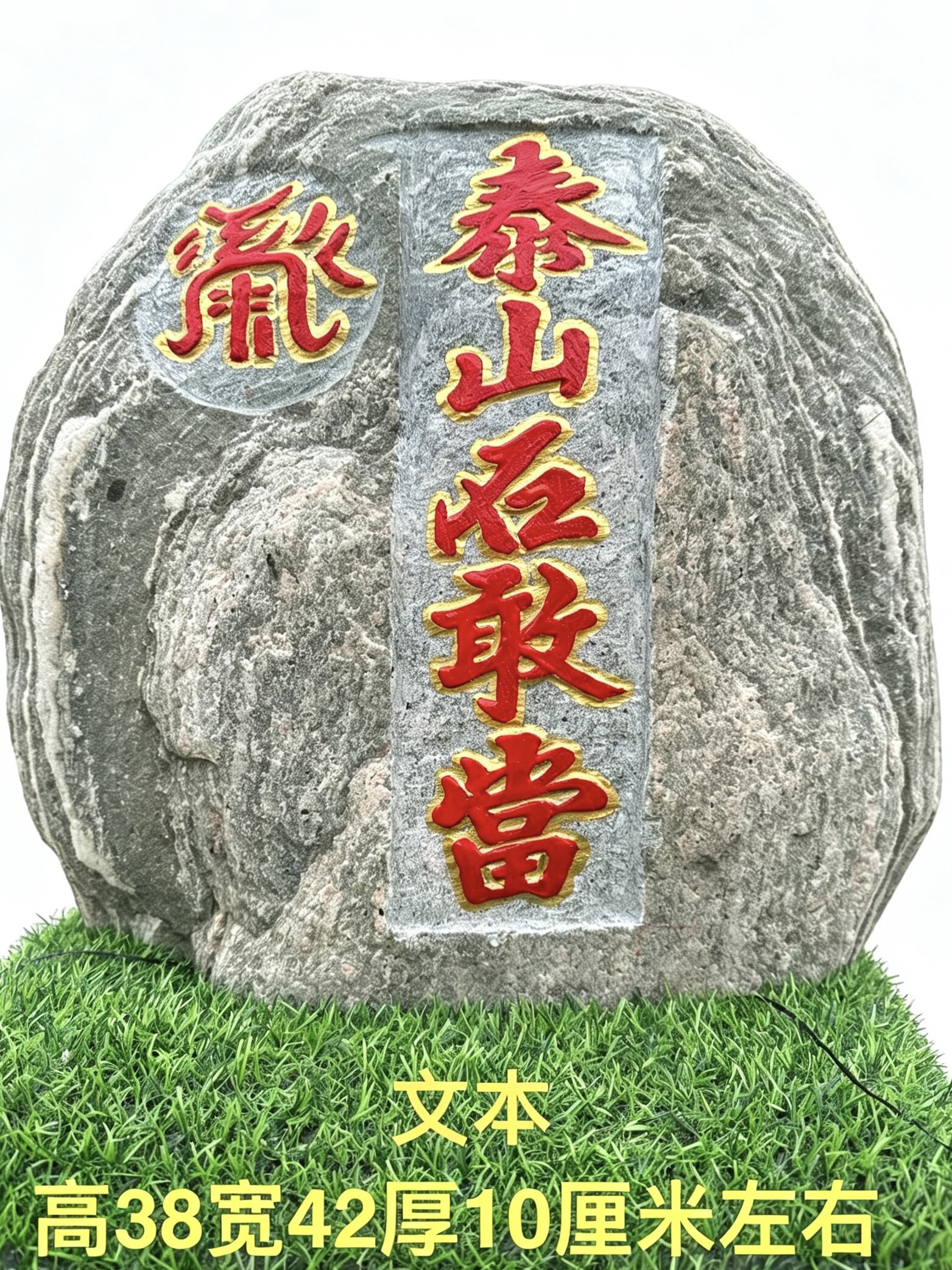 真泰山石敢当摆件天然原石朱砂镇户外/庭院摆件