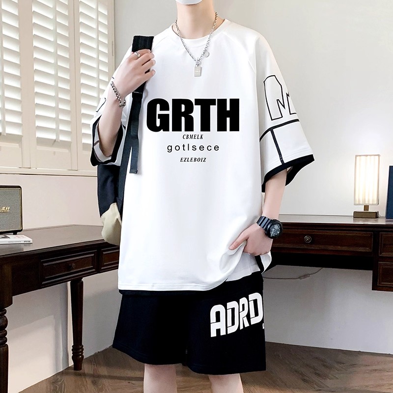 夏季大码男孩短袖篮球运动套装潮