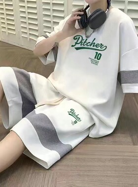 夏季新款短袖短裤套装男青少年t恤高中生潮流帅气休闲运动两件套