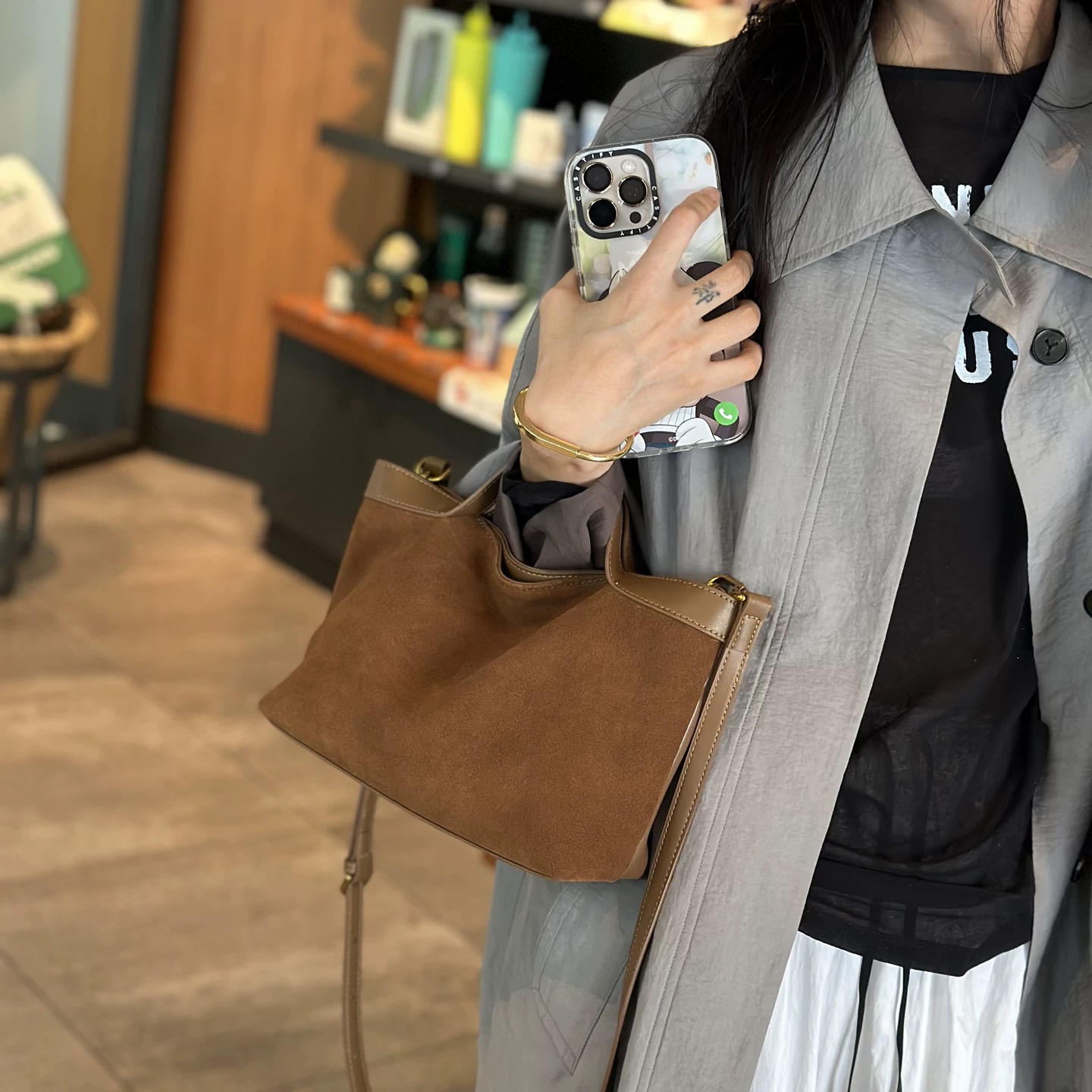 磨砂牛皮托特包松弛慵懒感手提包hobo手拎包小众饺子包单肩斜挎包