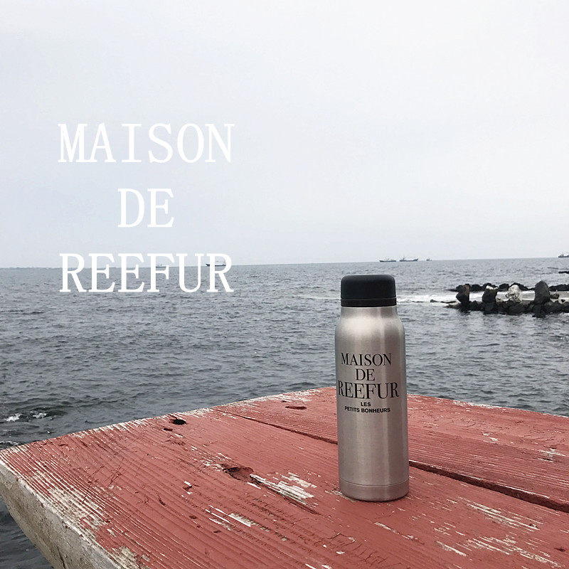 日本reefur梨花保温杯带茶漏真空银色男女随手杯学生