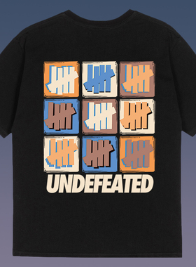 不败五道杠 HIAUTO UND 夏季圆领短袖九宫格印花 男女情侣款T恤