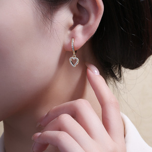 骄阳似我聂曦光赵今麦同款耳环满镶爱心耳环女高级感轻奢耳扣耳饰