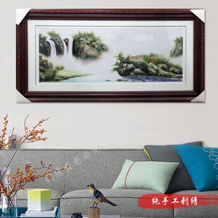 蜀绣 山水画 林溪小屋挂画客厅民间工艺生日商务送礼纯手工刺绣
