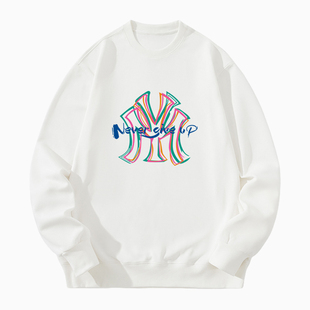 新款 百搭休闲简约情侣卫衣 潮牌街头小众印花春秋宽松圆领透气长袖