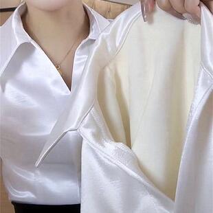 时尚休闲百搭新款2025秋冬衬衫外套女新款衬衣加绒加厚高级感缎面