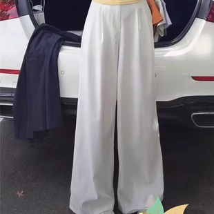 阔腿裤 新款 白色高腰宽松大码 女2025夏季 极简时尚 流行舞轻薄休闲裤