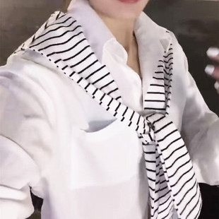 女披肩孕假设计感小众上衣 衬衫 2025春秋新款 宽松显瘦百搭条纹长袖