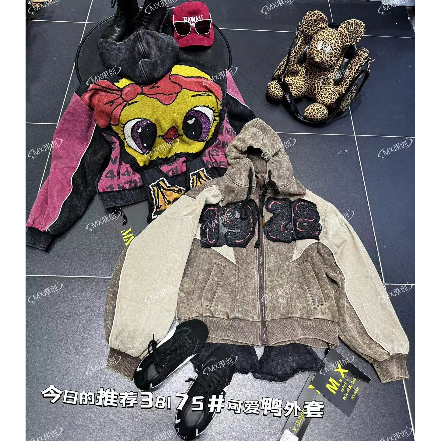 秋冬时尚潮流重工休闲连帽加厚外套 MX欧货新秋男女通用连帽拉链