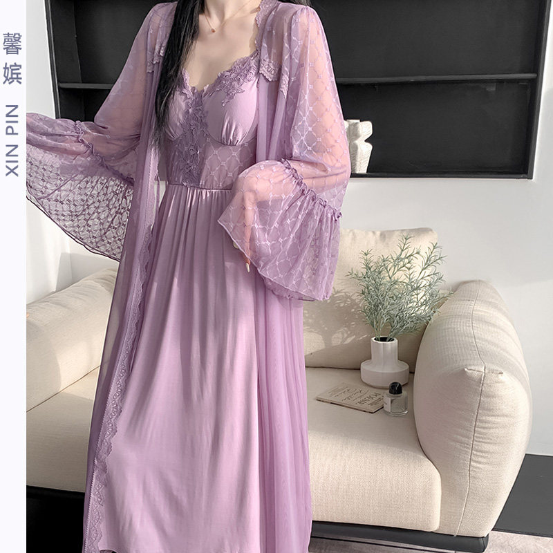 网纱宫廷风睡裙女性感蕾丝吊带裙
