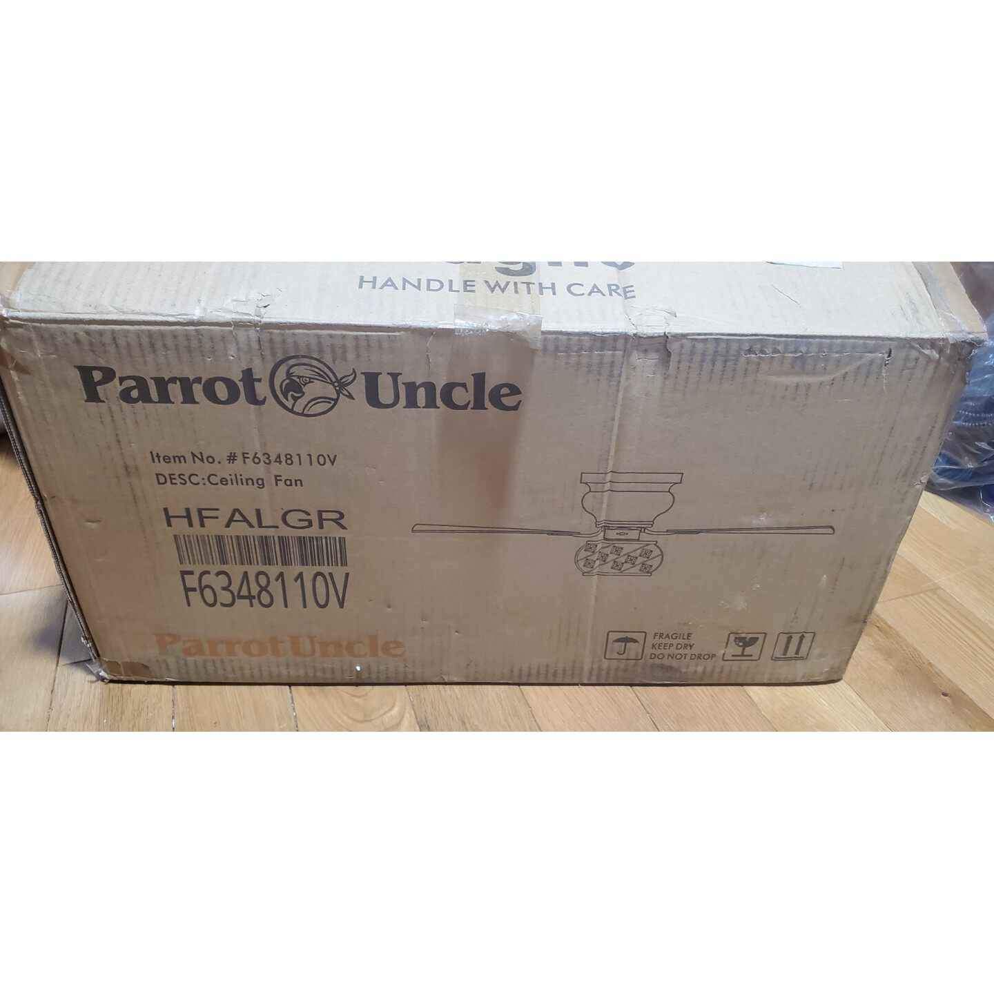 Parrot Uncle 吊扇 5 刀片  灯套件  可逆旋转遥控器 F6348110V