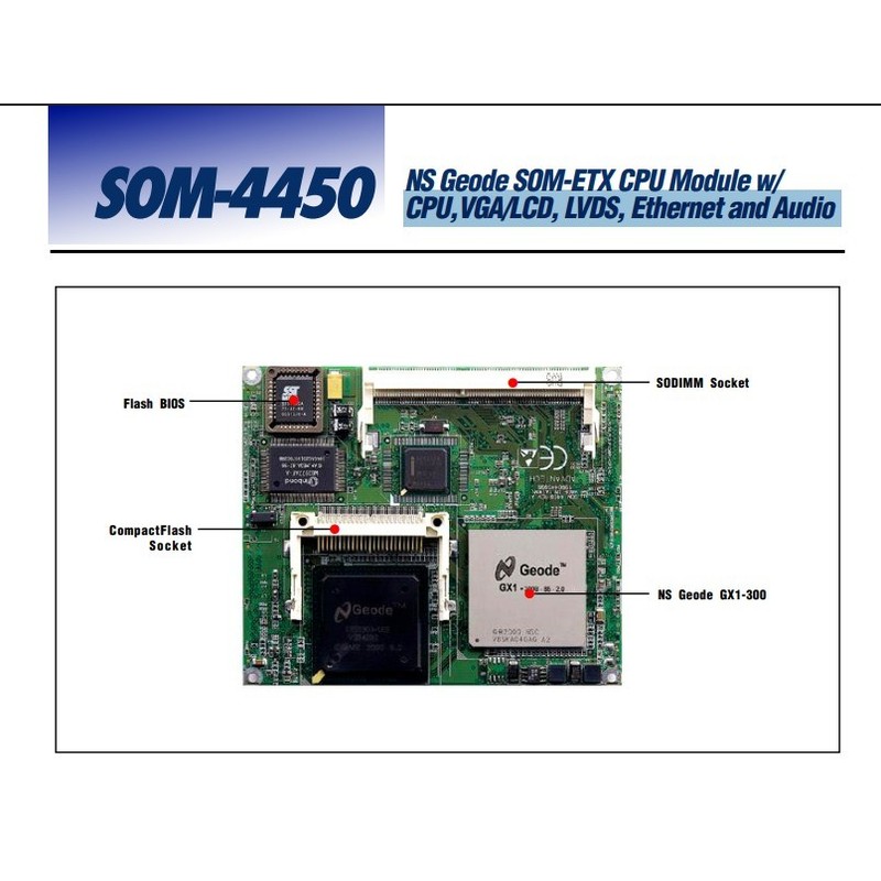 Advantech NS Geode SOM-ETX CPU Module w/cpu,VGA/LCD, DS, E