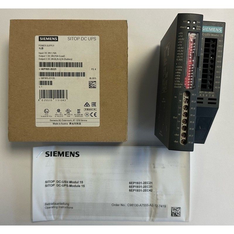 Siemens DC-USV-Modul 15 / Power Supply / 24V DC / 6EP1931-2E