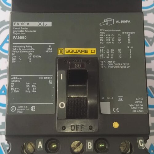 Square D FA34060 60A 3P 480V ILine Leistungsschalter