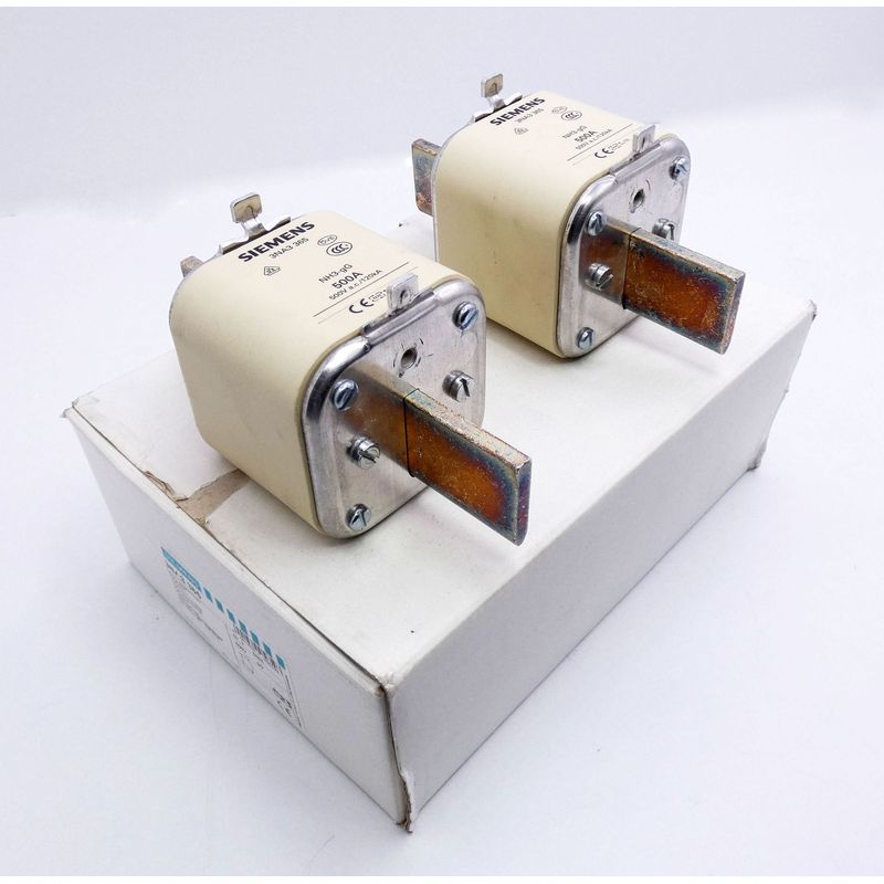 2x Siemens 3NA3 365 Gr. 3 500A Sicherungseinsatz -unused/OVP