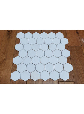 10件装CARTON START白色HEX抛光大理石马赛克-2英寸六边形-12x3/8
