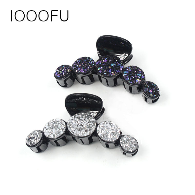 东大门闪闪水钻大号抓夹双面圆形blingbling发尾发抓后脑勺鲨鱼夹