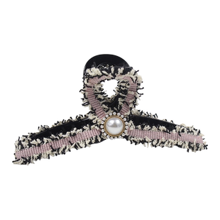 韩国布艺大号抓夹镂空一把抓流苏须须后脑勺盘发夹珍珠发抓鲨鱼夹