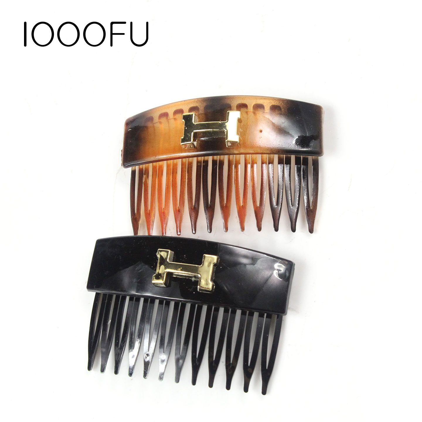 韩国东大门醋酸H字母发齿梳发卡