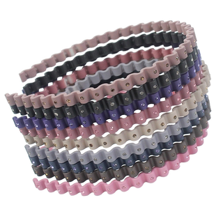 韩国进口带钻小水钻莫兰迪色树脂波浪形发箍宽松不夹头箍防滑发卡