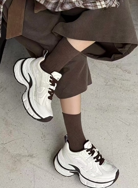 -Kamp-K时尚同款2025秋冬新款厚底增高老爹鞋女百搭运动鞋小白鞋