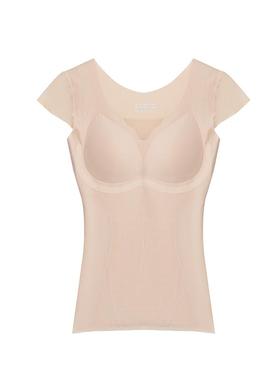 【神话升级第二代】聚拢收腹网纱袖设计花边V领无痕百搭背心A2853