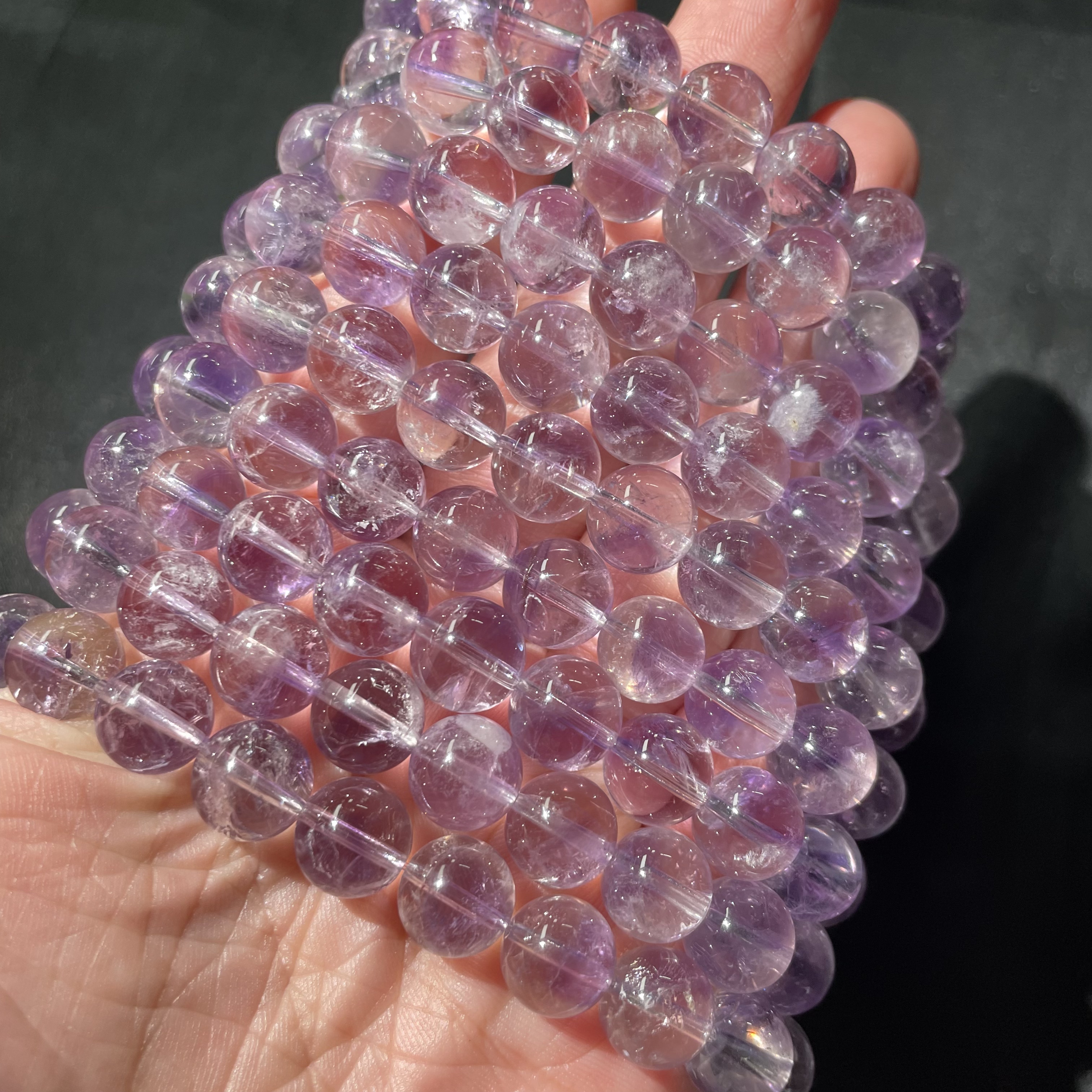 天然巴西紫水晶手链紫晶深紫水晶单圈本命年情侣转运饰品女
